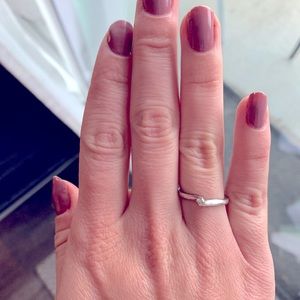 Delicate White Gold Diamond Ring - Size 7